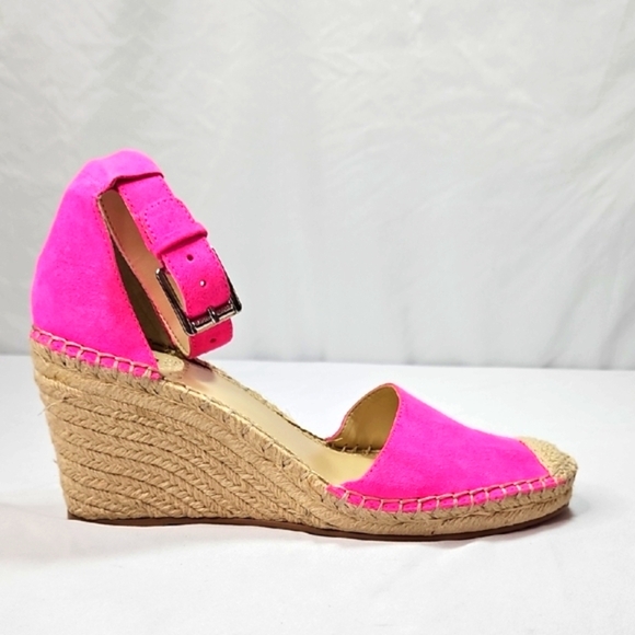 Vince Camuto Hot Pink Espadrille Wedge Sandals Size 9 - Picture 1 of 6